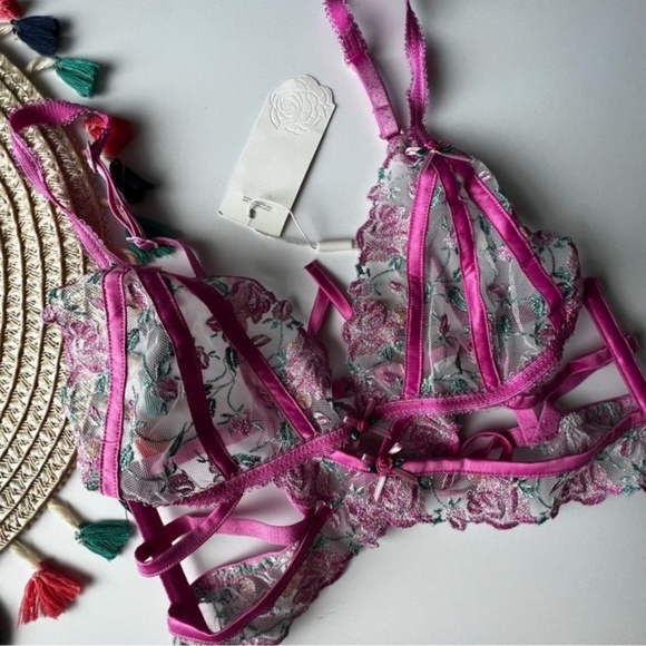 For Love And Lemons Viviane Rose Triangle Bra XS NEW - Picture 1 of 3